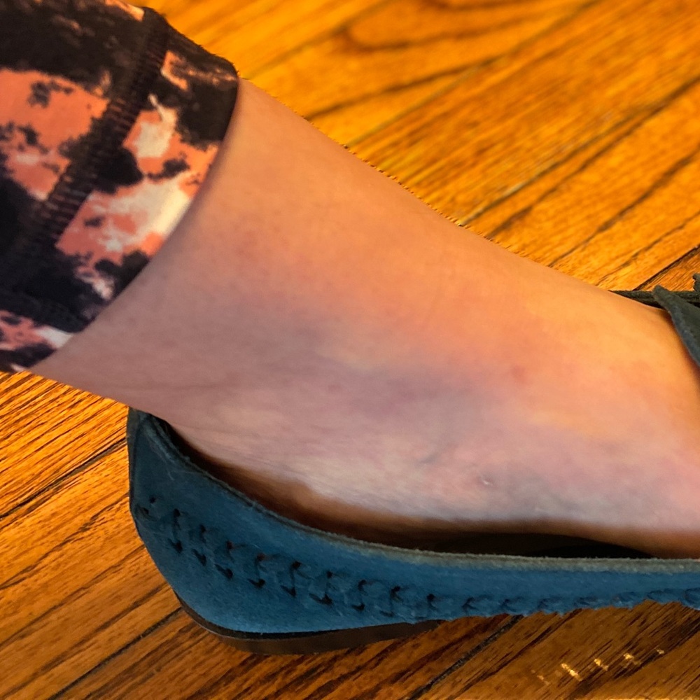 NEW Pilcro Anthropologie Woven Blue Suede Slip On Loafers Sz 8.5 - Picture 7 of 7